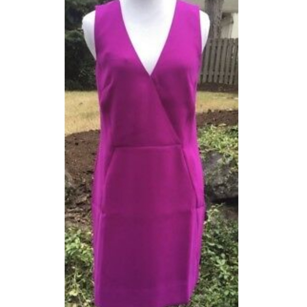 J Crew Crepe Crossover dress in bright plum